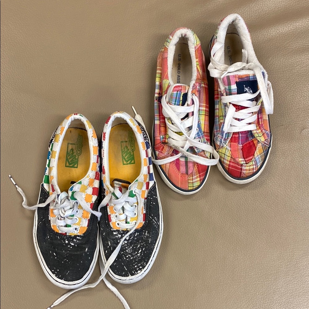 Vans Womens 8 and US PoloAssn 7 Vintage Sneakers- 2 pairs included - Picture 1 of 13